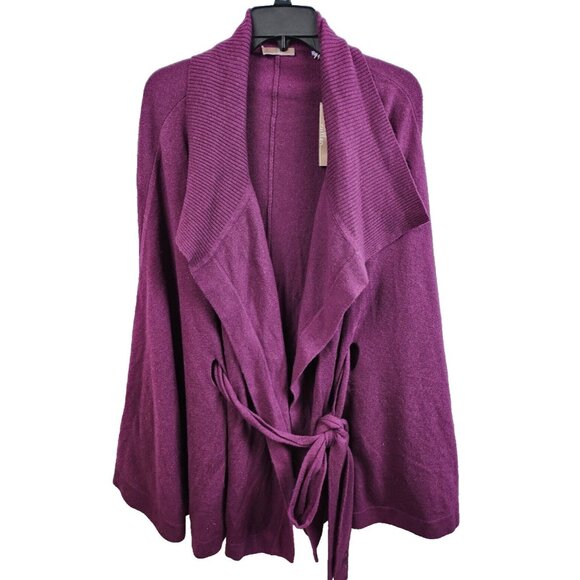 Cullen Womens Poncho Cardigan One Size Purple Wool Cashmere Timeless Sweater NWT - Picture 1 of 10